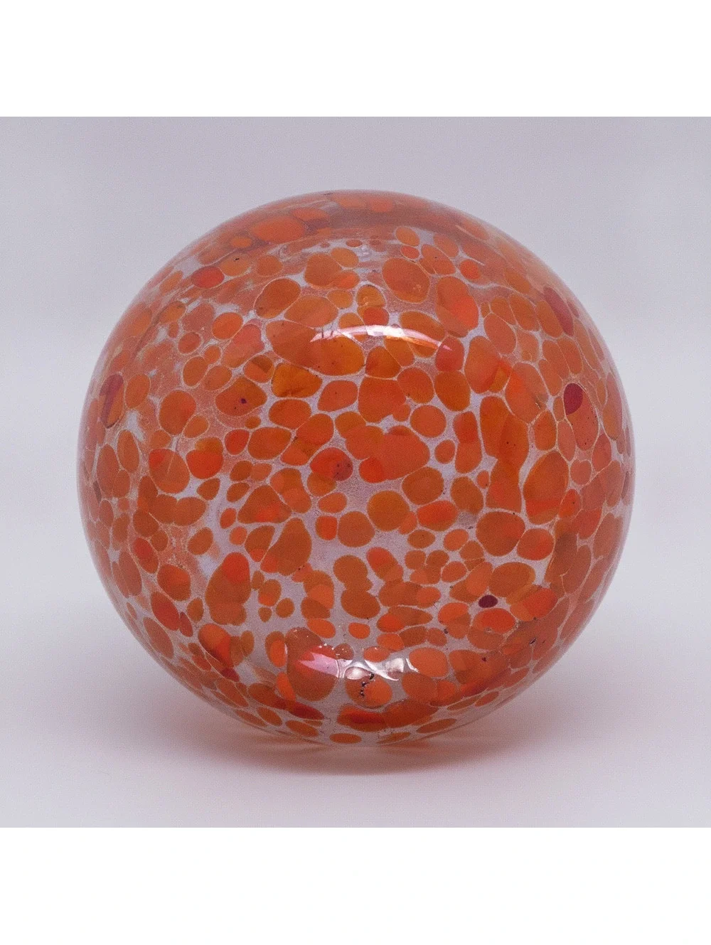 Vintage Nouveau Orange Spatter Art Glass Vase with Applied Cobalt Blue Handles